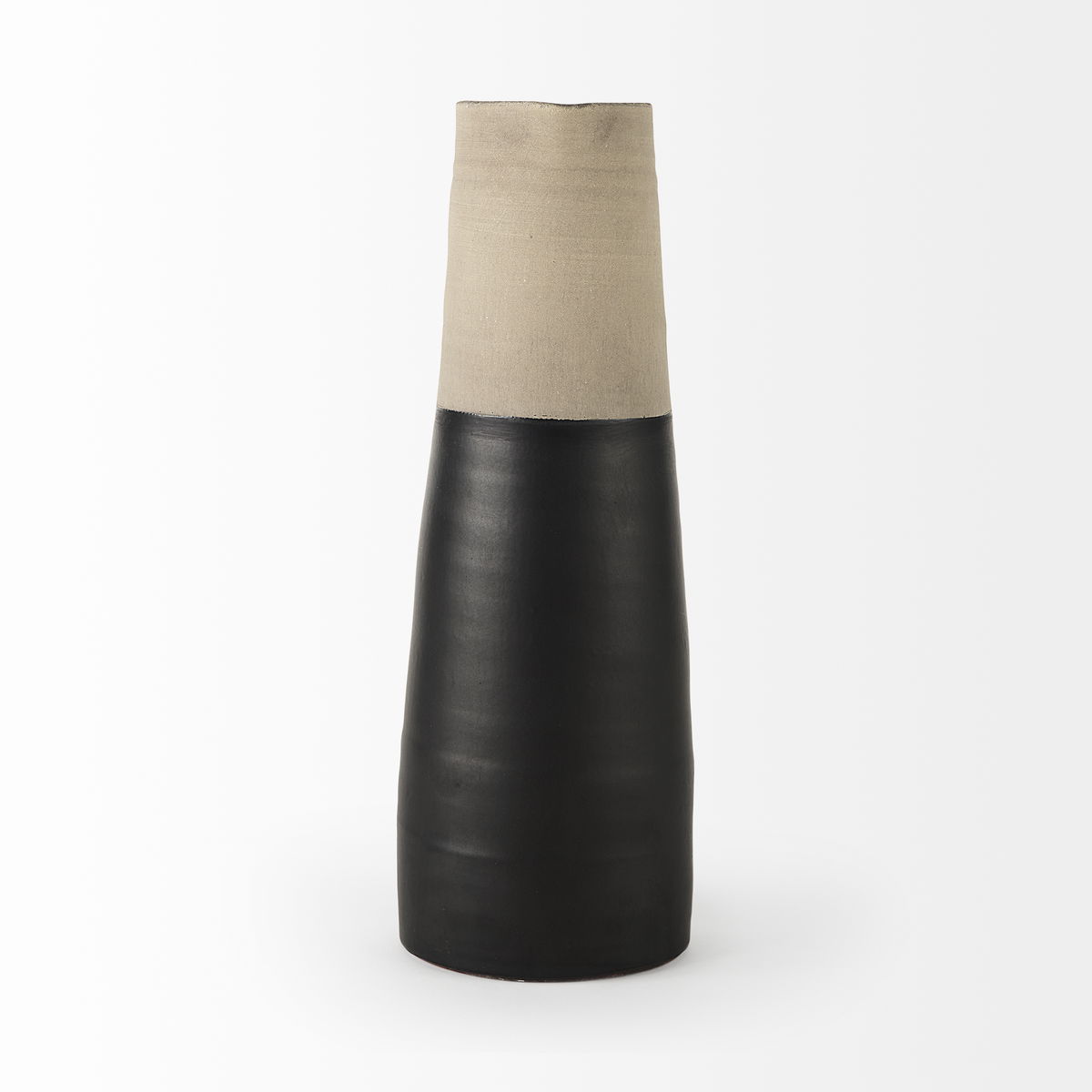 Garand Large 18.8H Two-Toned Black/Natural Ceramic Jug, Decorative Jar by Mercana, 7" length x 6" width x 16" height View 5