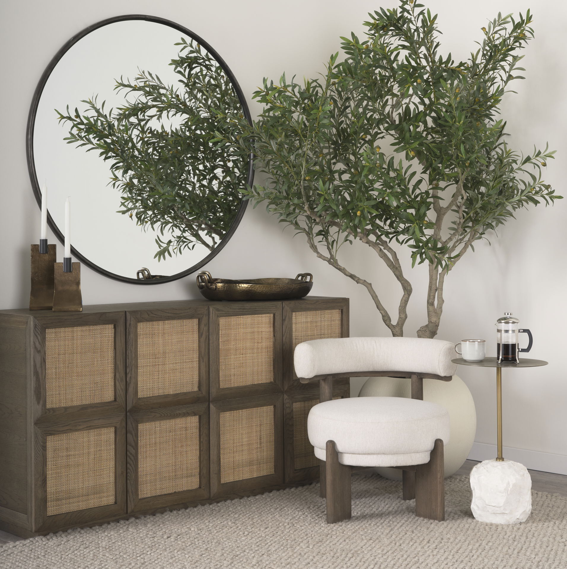 Souvik Dark Brown Wood with Oatmeal Fabric Accent Chair large image 