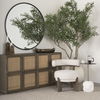 Souvik Dark Brown Wood with Oatmeal Fabric Accent Chair thumbnail 2