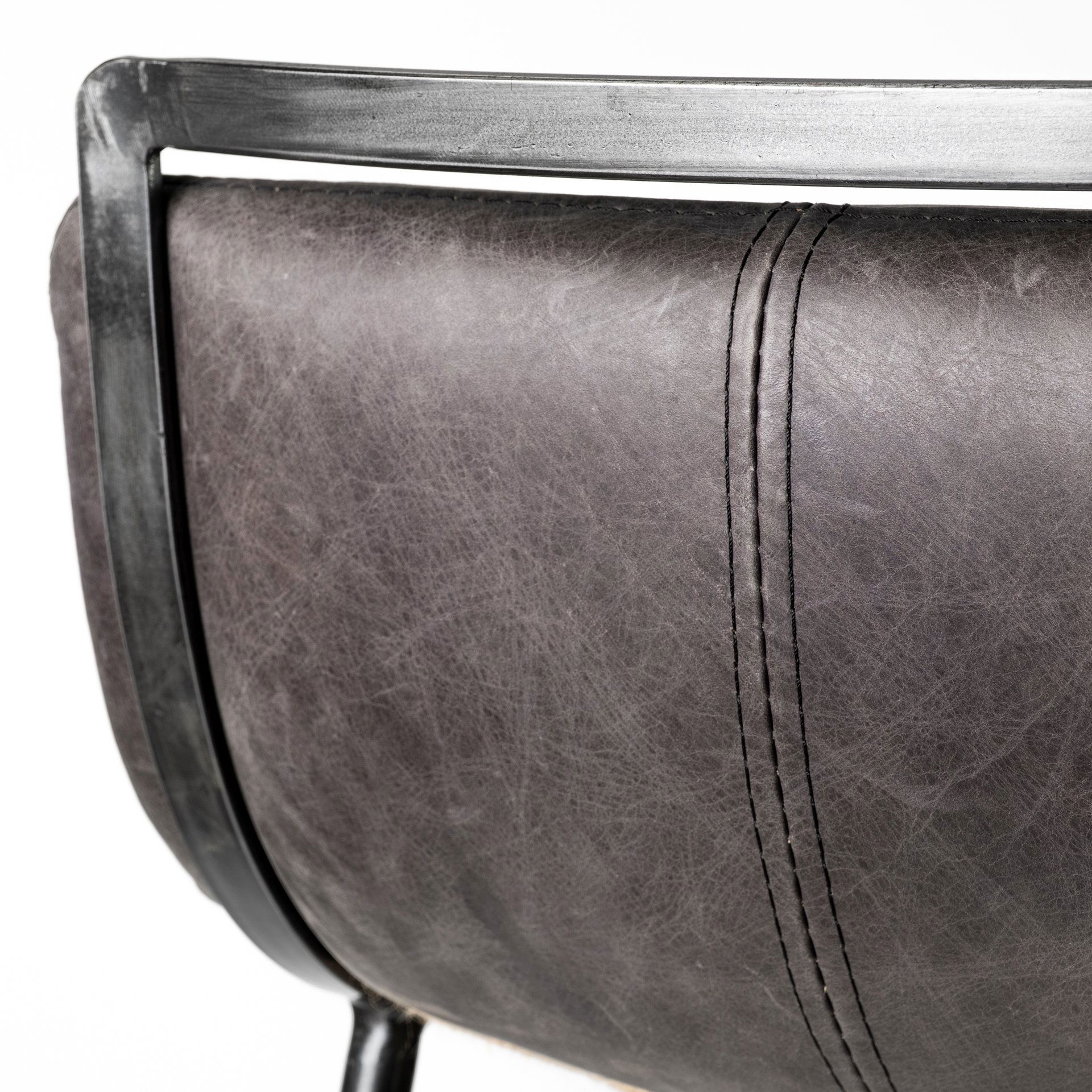 Kavalan 37.5' Total Height Ebony Leather Seat Black Metal Frame Bar Stool large image 