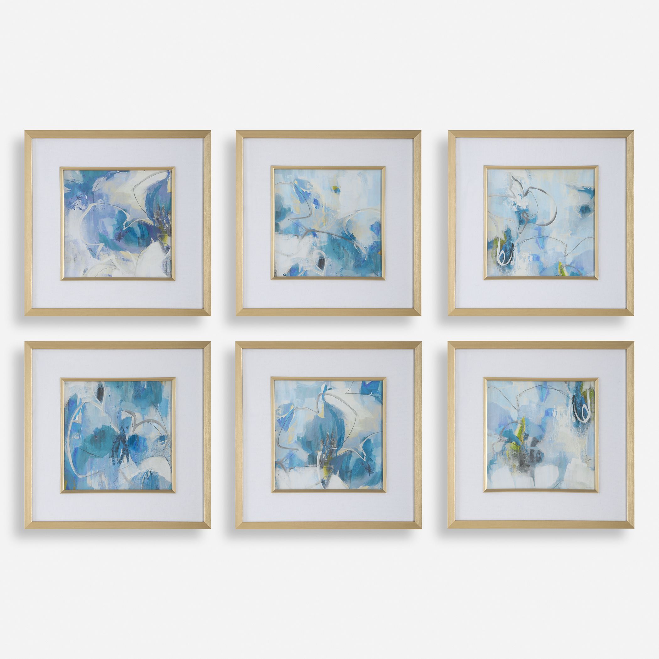 Fresh Start Blue Abstract Prints, S/6 large image 