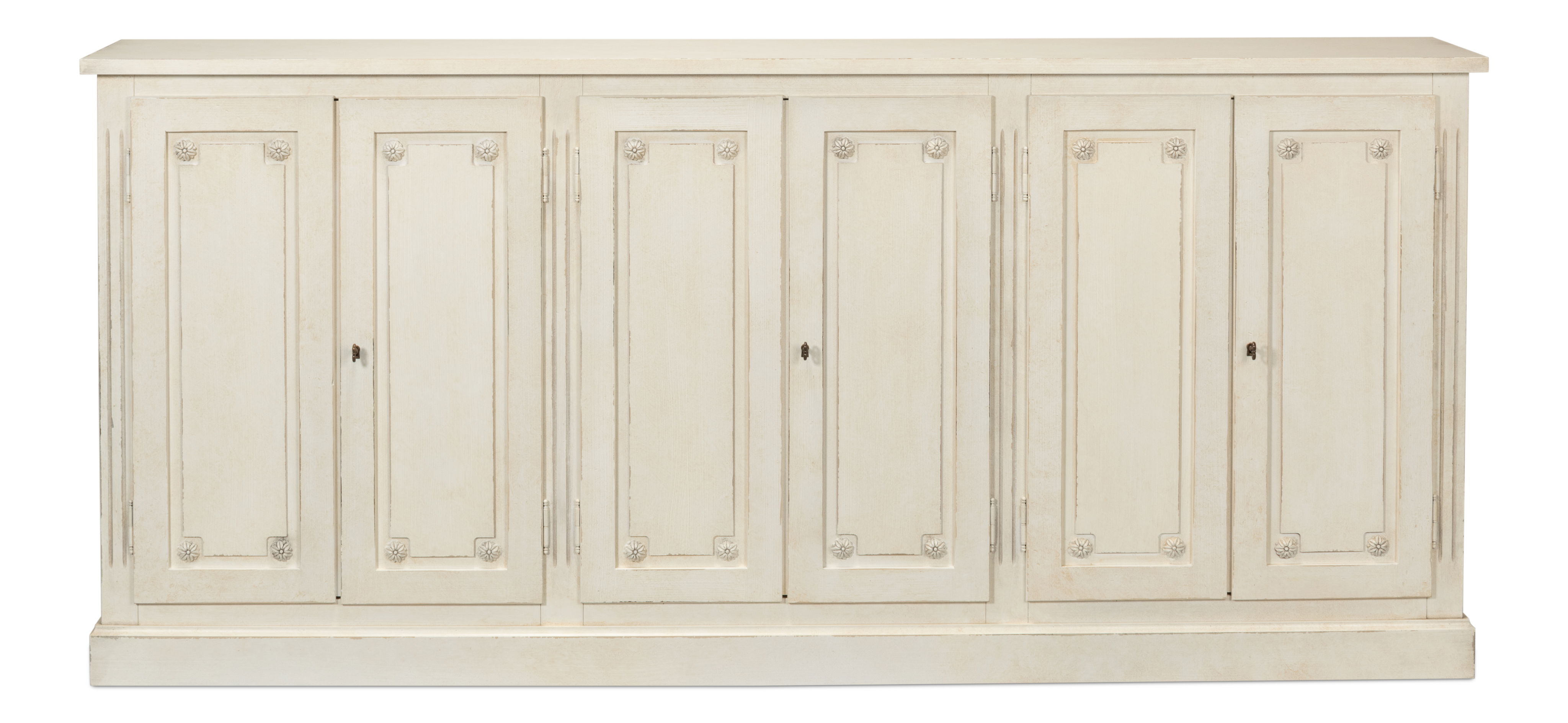 Bellagio Sideboard,96', White/White, Cabinets & Sideboard by Sarreid, 96" length x 15" width x 43" height View 2