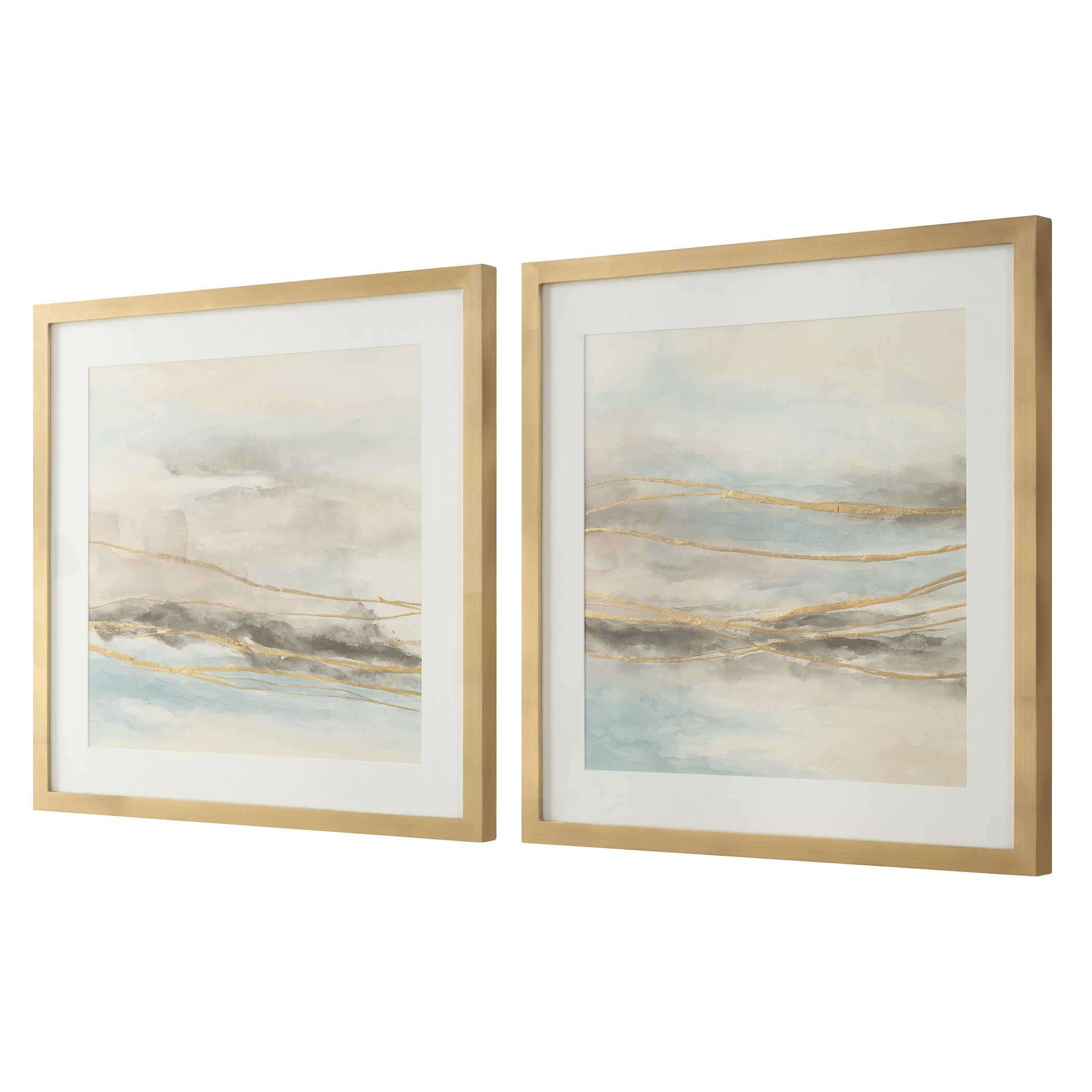So Golden Abstract Landscape Prints Set/2, Painting by Uttermost, 29.5" width x 29.5" height x 1.5" depth View 4