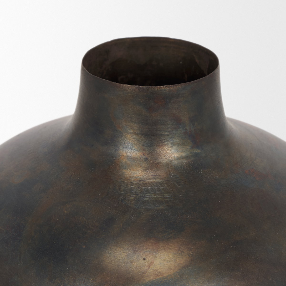 Daya Tall Antiqued Gold Metal Vase, by Mercana, 6.3" length x 6.3" width x 12.2" height View 5
