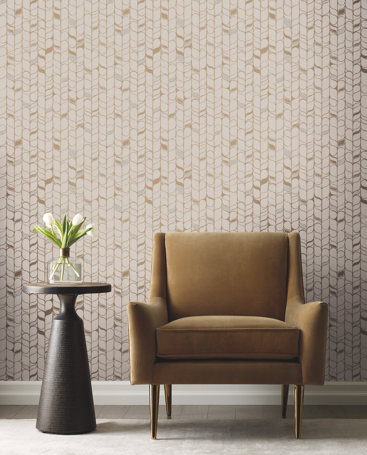 Perfect Petals Beige & Gold Wallpaper, by York Wall, 32'9.48" length x 1'8.8" width x 0.02" depth View 2