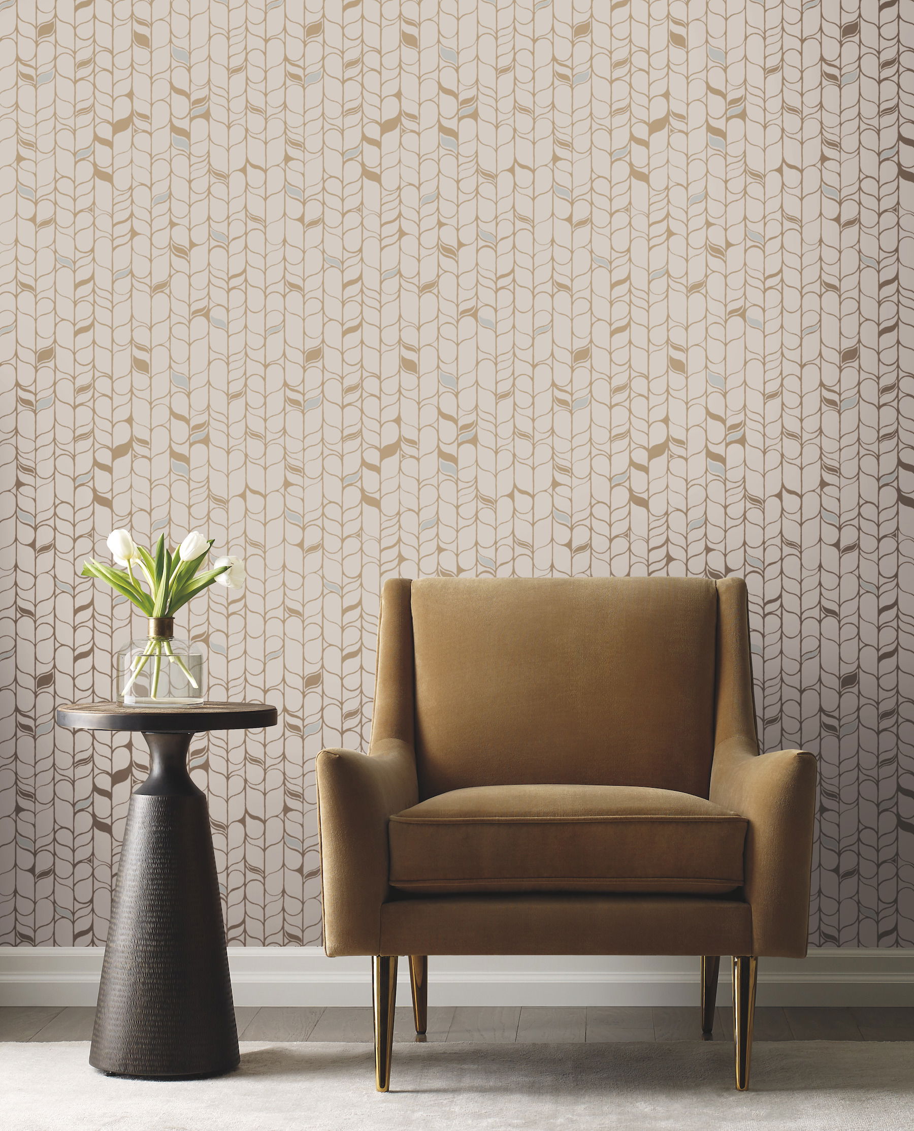 Perfect Petals Beige & Gold Wallpaper large image 