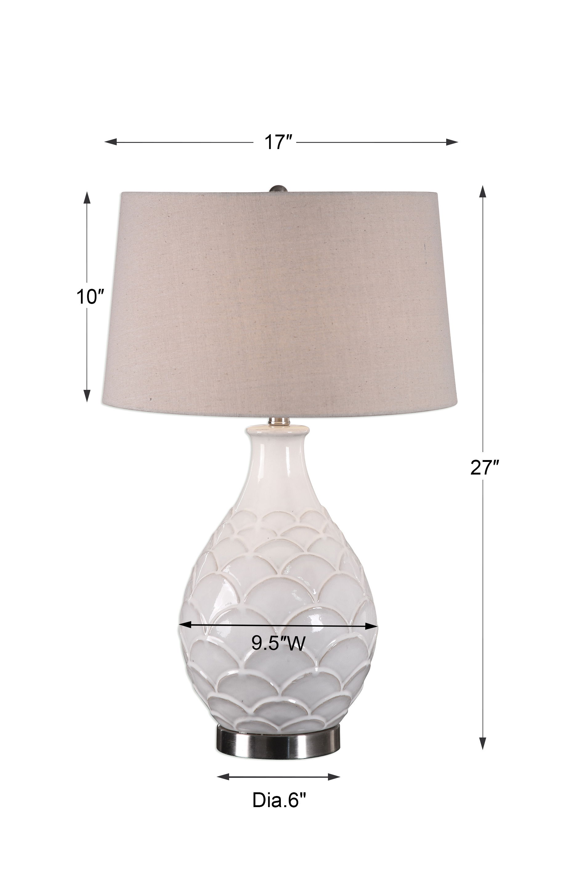 Camellia Glossed White Table Lamp large image 