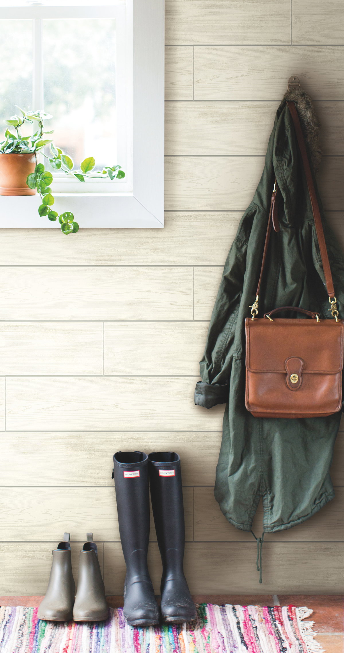 Shiplap Grey & Off White Wallpaper, by York Wall, 33' length x 1'8.5" width x 0.02" depth View 4