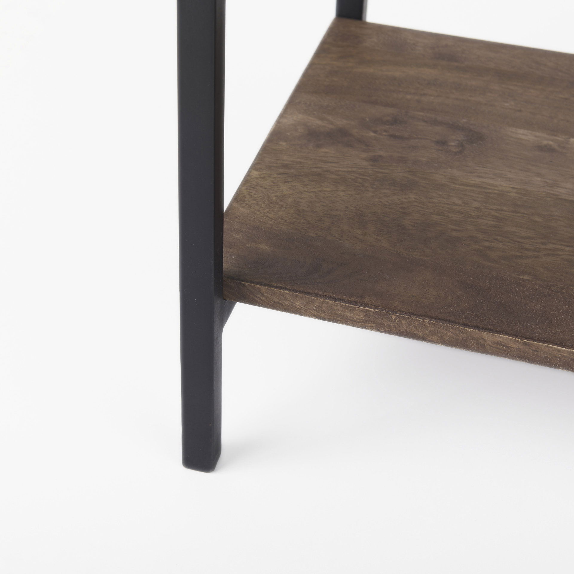 Arelius 36L x 18.75W x 63H Medium Brown Wood with Black Metal Base Display Cabinet large image 