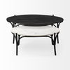 Etienne 36' Round White Marble Top Black Metal Base Coffee Table thumbnail 11