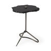Pinera II 19L x 19W Black Slate Top with Triangular Iron Base Accent Table, Side & End Table by Mercana, 19" length x 19" width x 24" height thumbnail 1