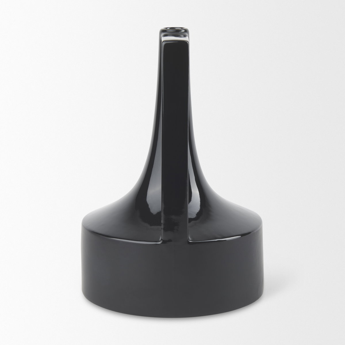 Burton 13.1H Large Glossy and Matte Black Ceramic Jug Vase, by Mercana, 7.87" length x 7.87" width x 11.61" height View 5