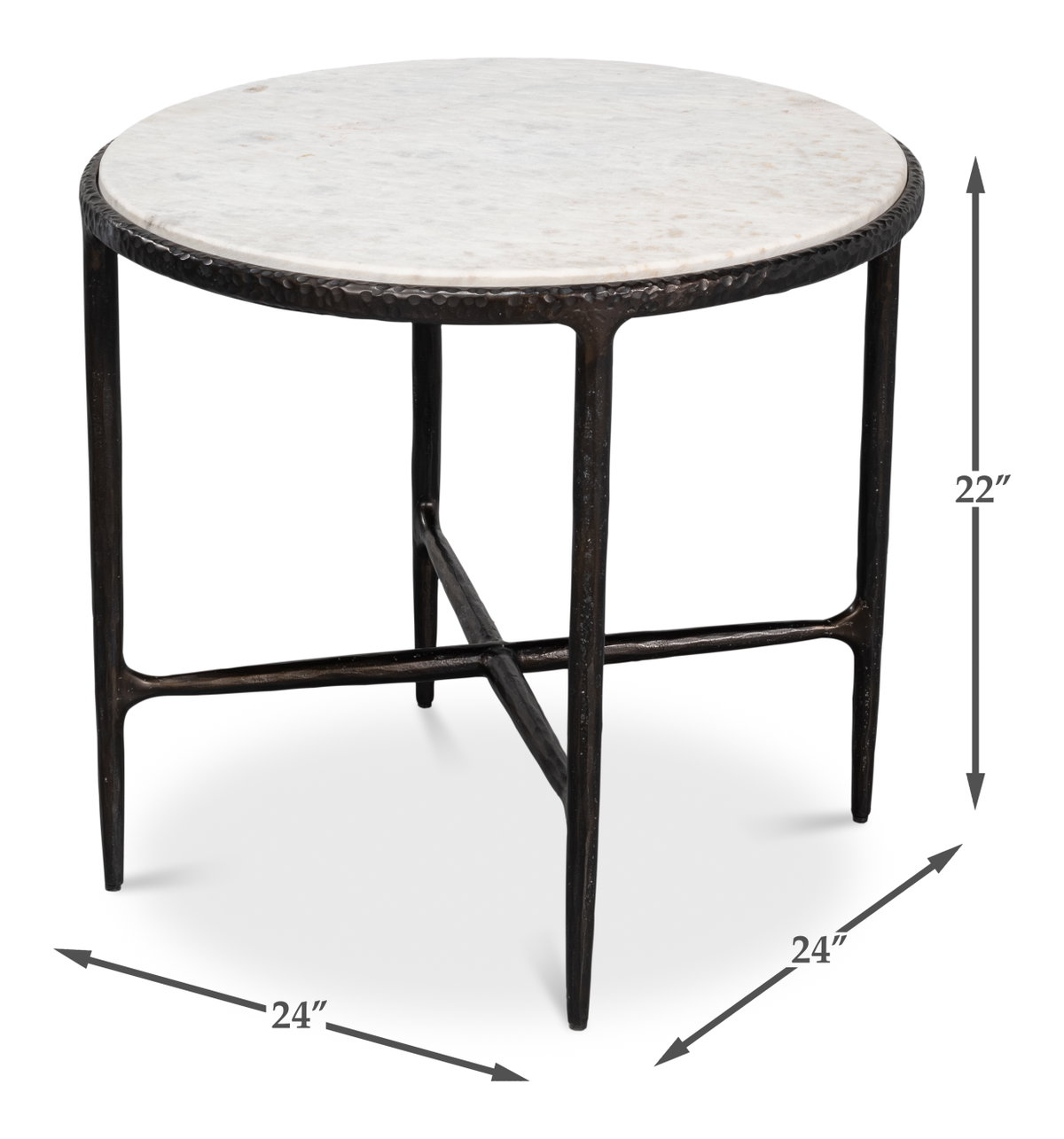 Dakor Round Side Table, by Sarreid, 2' length x 2' width x 1'10" height View 13