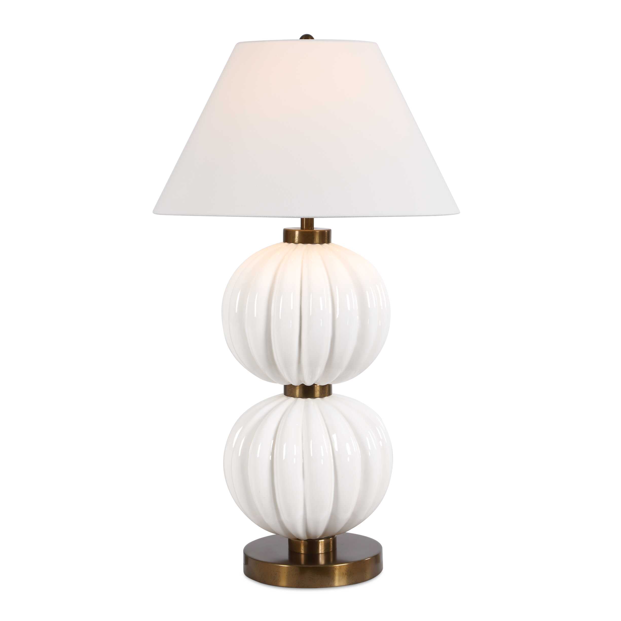 Irena White Sphere Table Lamp, by Uttermost, 22" width x 38.5" height x 22" depth View 1