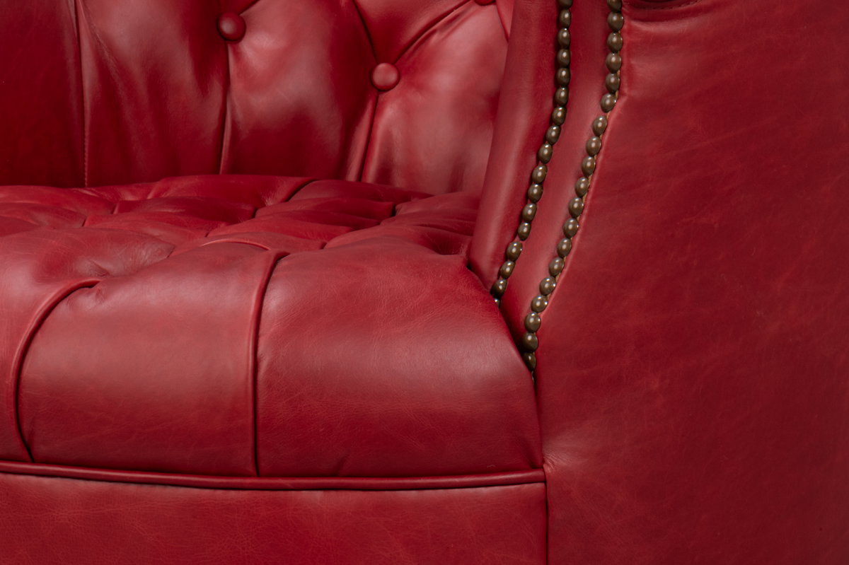 Bastian Armchair  New Rouge Leather, by Sarreid, 2'9" length x 2'9" width x 2'7" height View 4