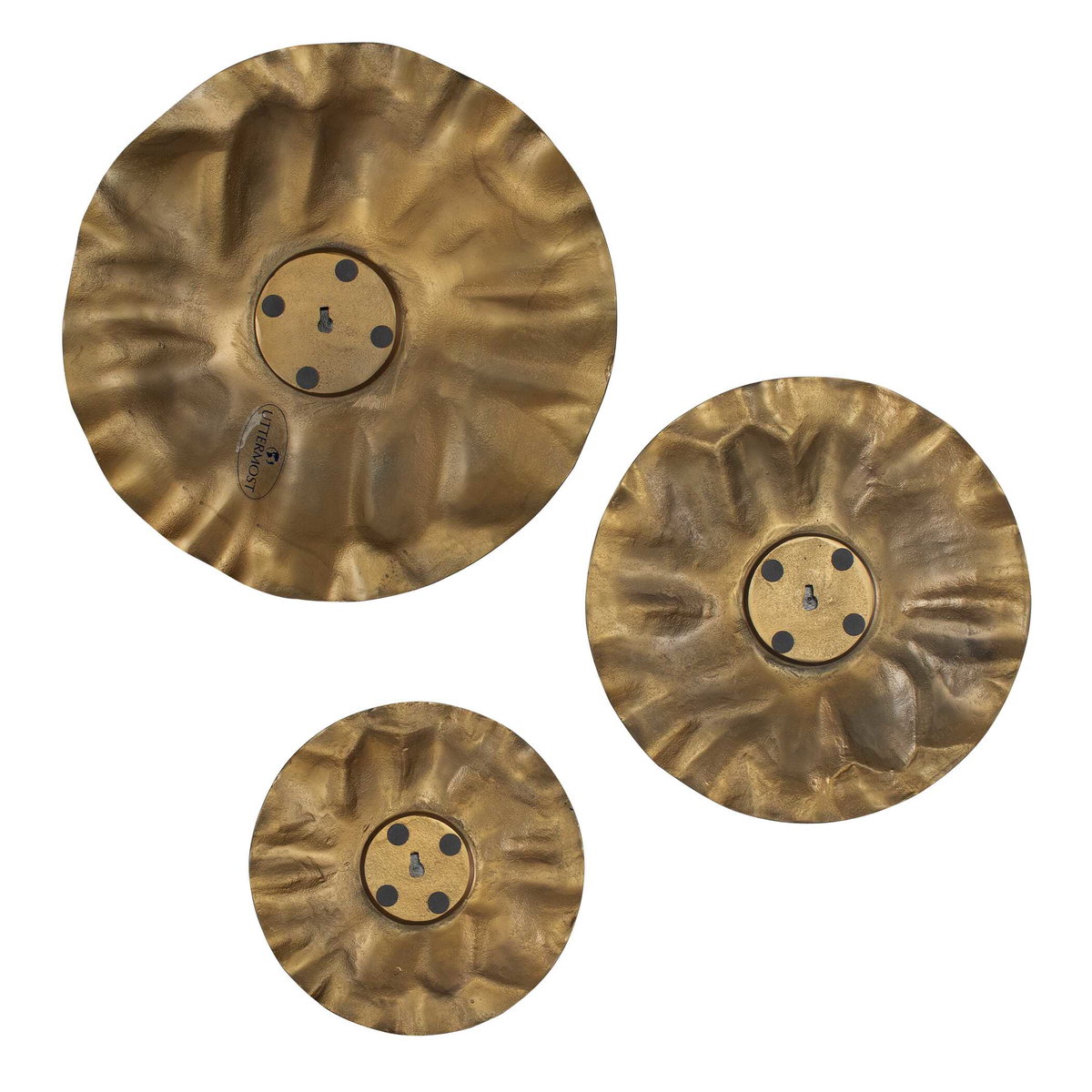 Peonia Outdoor Gold Wall Art Set/3, Sculptural Wall Art by Uttermost, 20" width x 20" height x 2.5" depth View 6