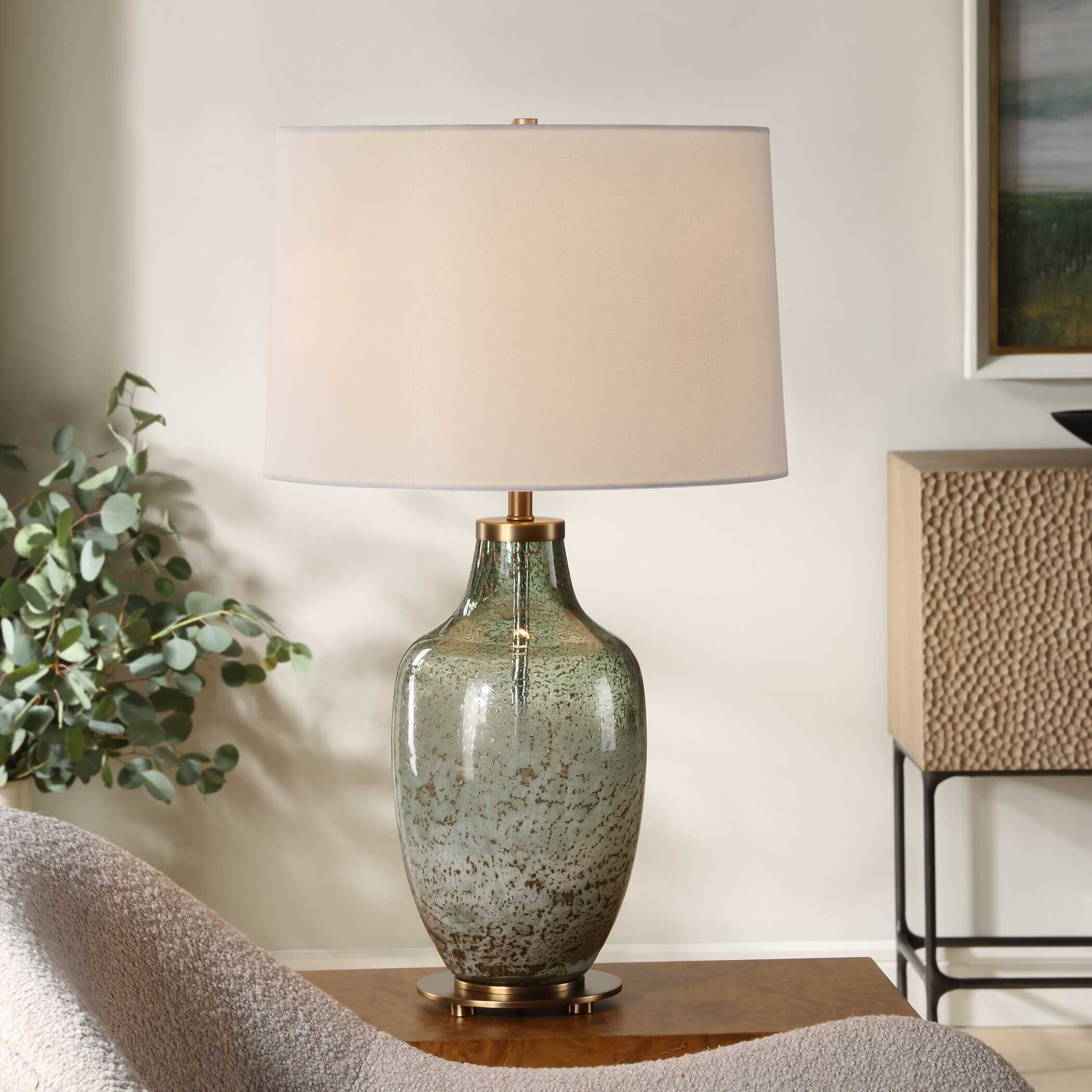 Chianti Olive Glass Table Lamp, by Uttermost, 16" width x 27.5" height x 16" depth View 2