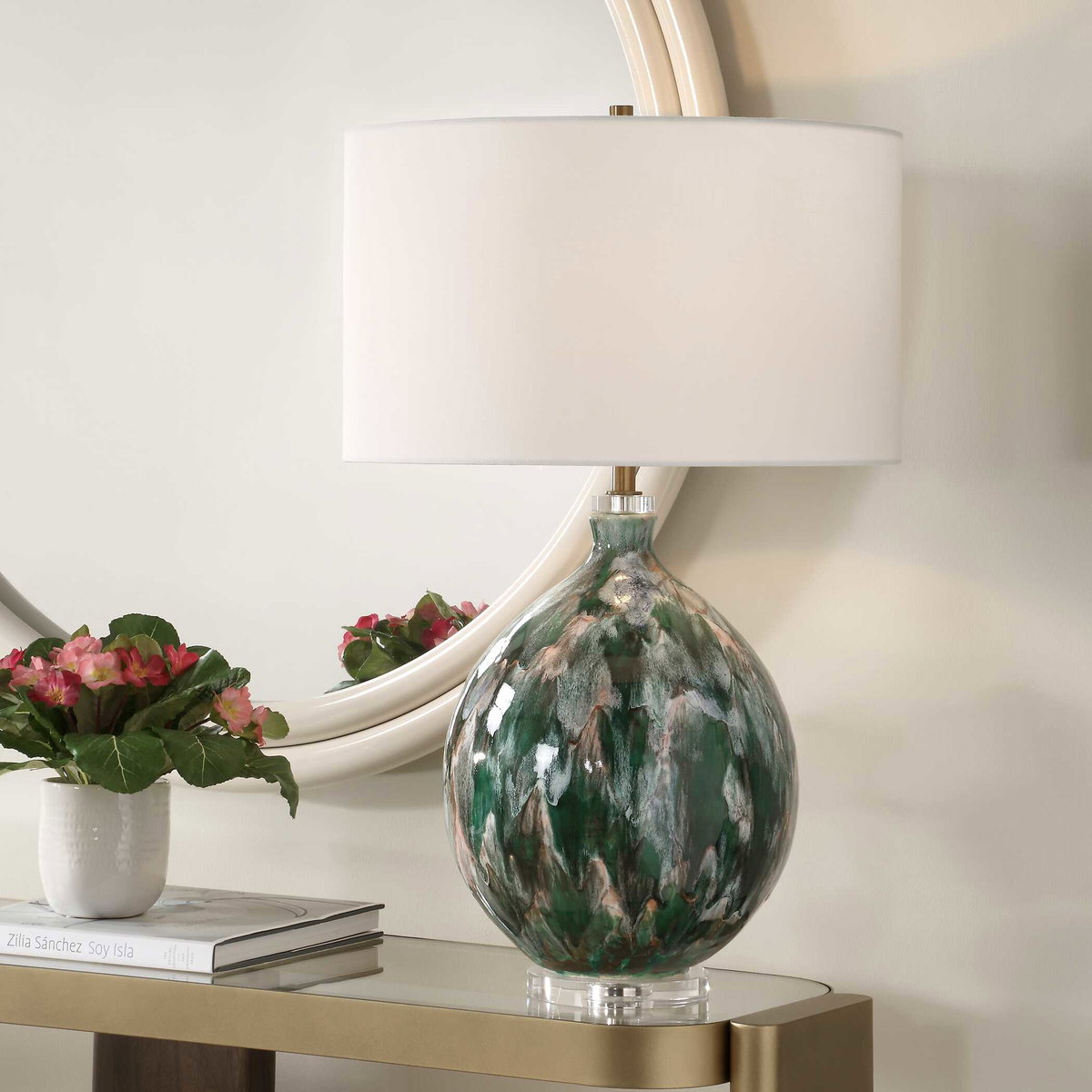 Mihaela Drip Glaze Table Lamp, by Uttermost, 17" width x 27" height x 17" depth View 2