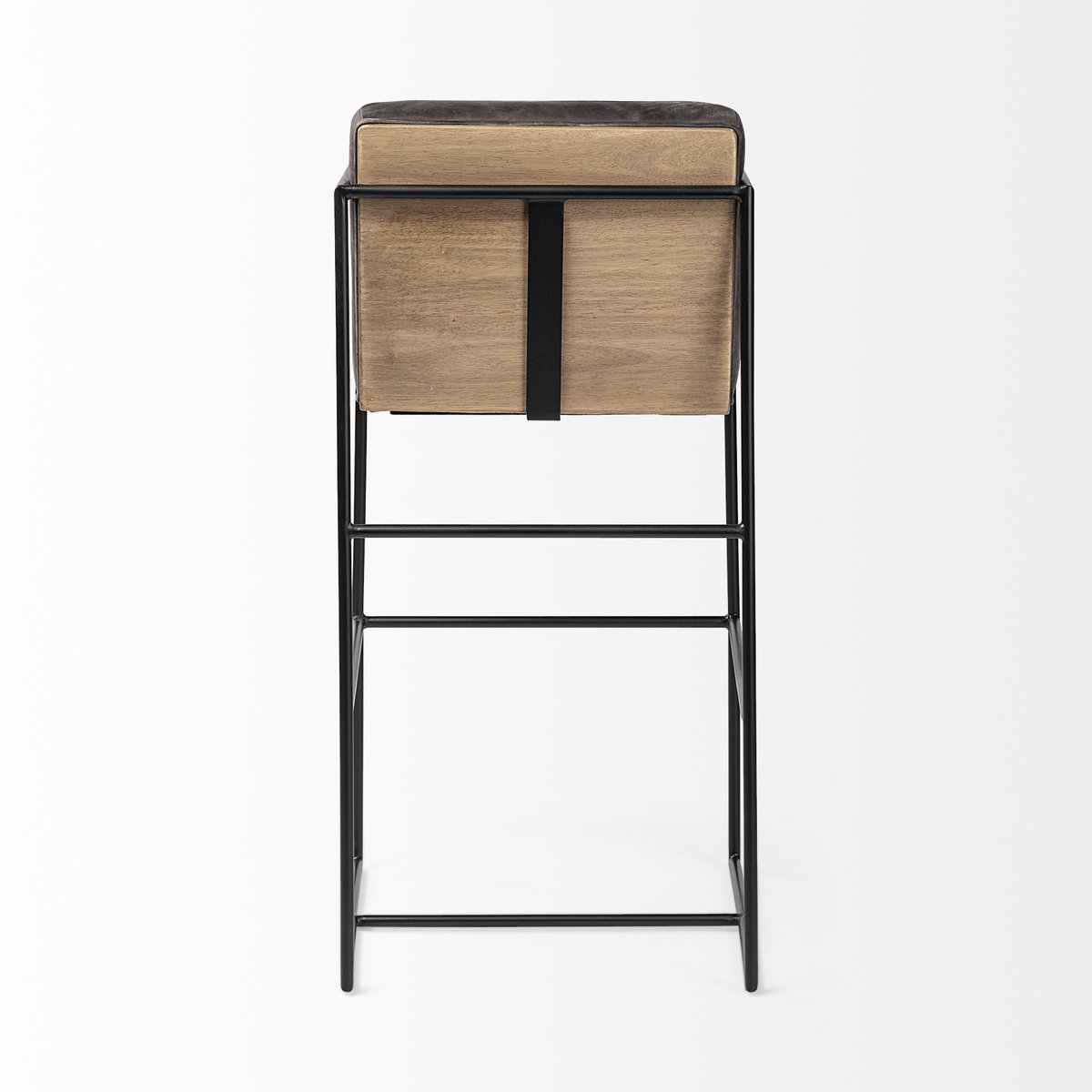 Stamford 40' Total Height Black Leather Seat with Wood Back, Metal Frame Bar Stool, Counter & Bar Stool by Mercana, 18.25" length x 22.5" width x 40" height View 6