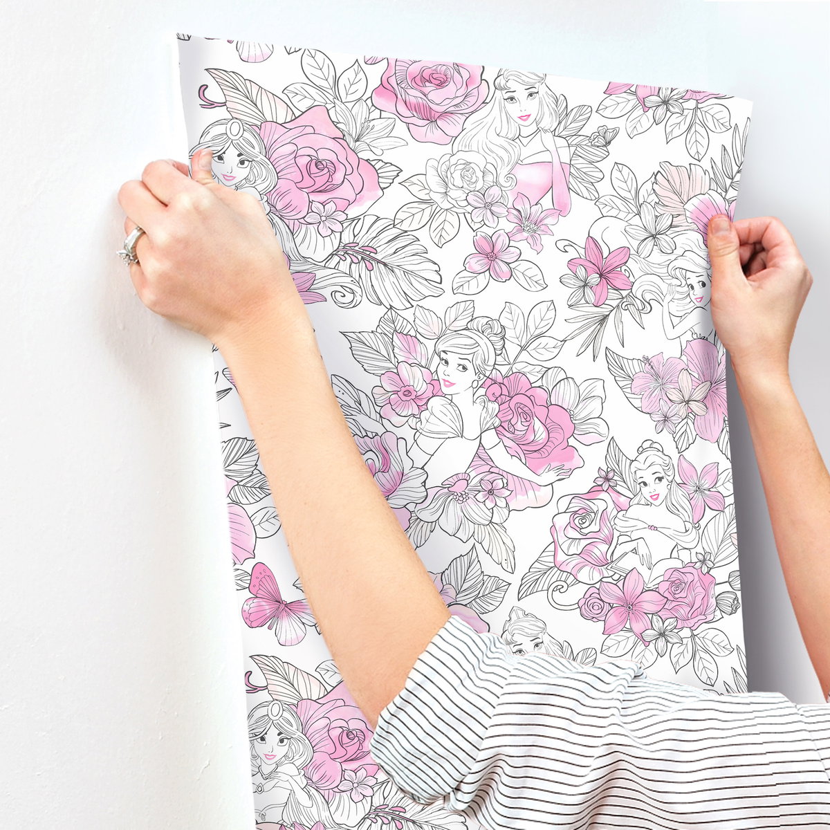Disney Princess Royal Floral Magenta Wallpaper, by York Wall, 33' length x 1'8.5" width x 0.02" depth View 4