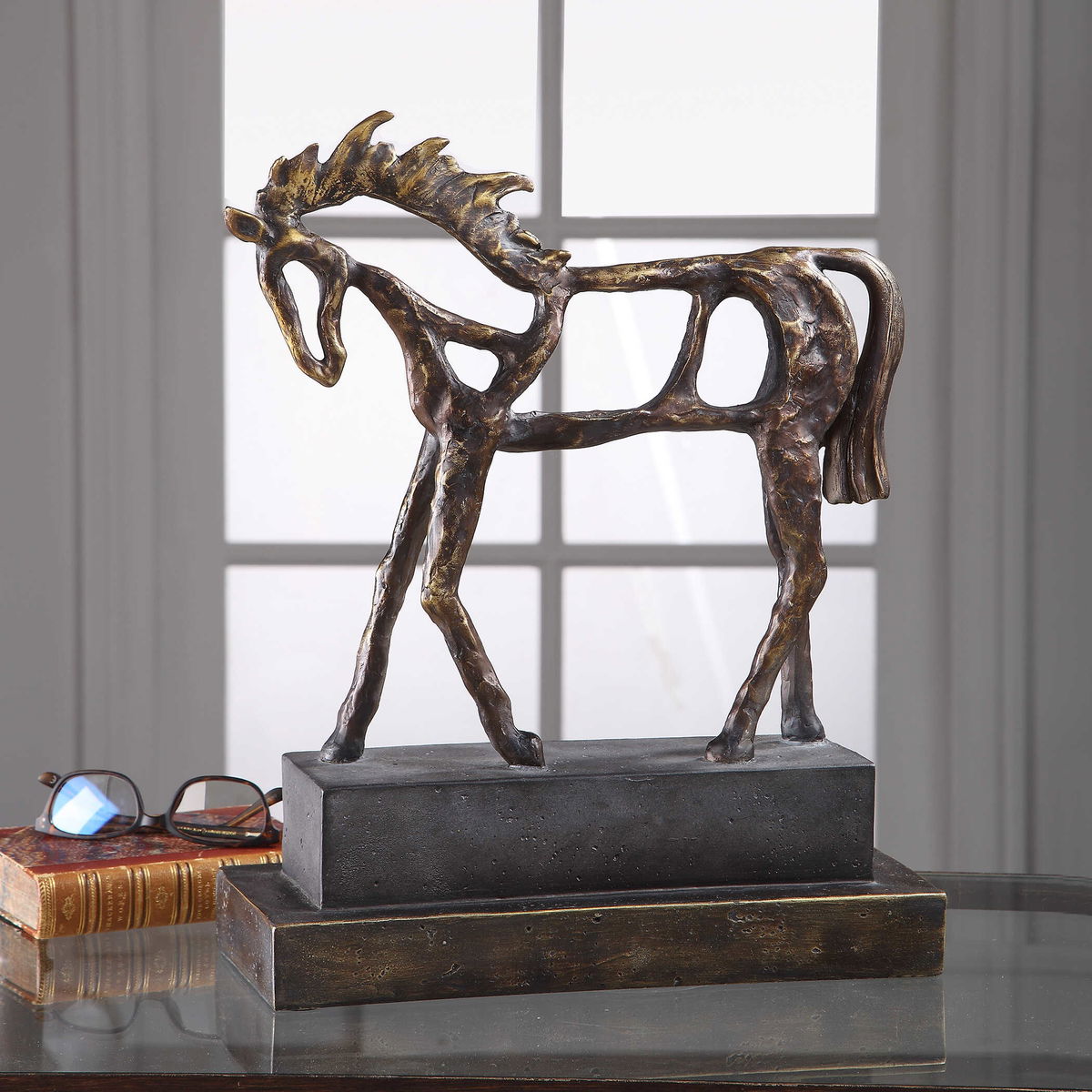 Titan Horse Sculpture, Figurines & Statue by Uttermost, 13.5" width x 16.5" height x 5.37" depth View 5