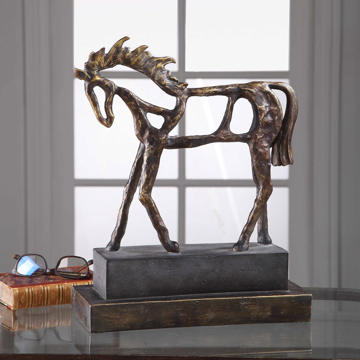 Titan Horse Sculpture, Figurines & Statue by Uttermost, 13.5" width x 16.5" height x 5.37" depth View 5