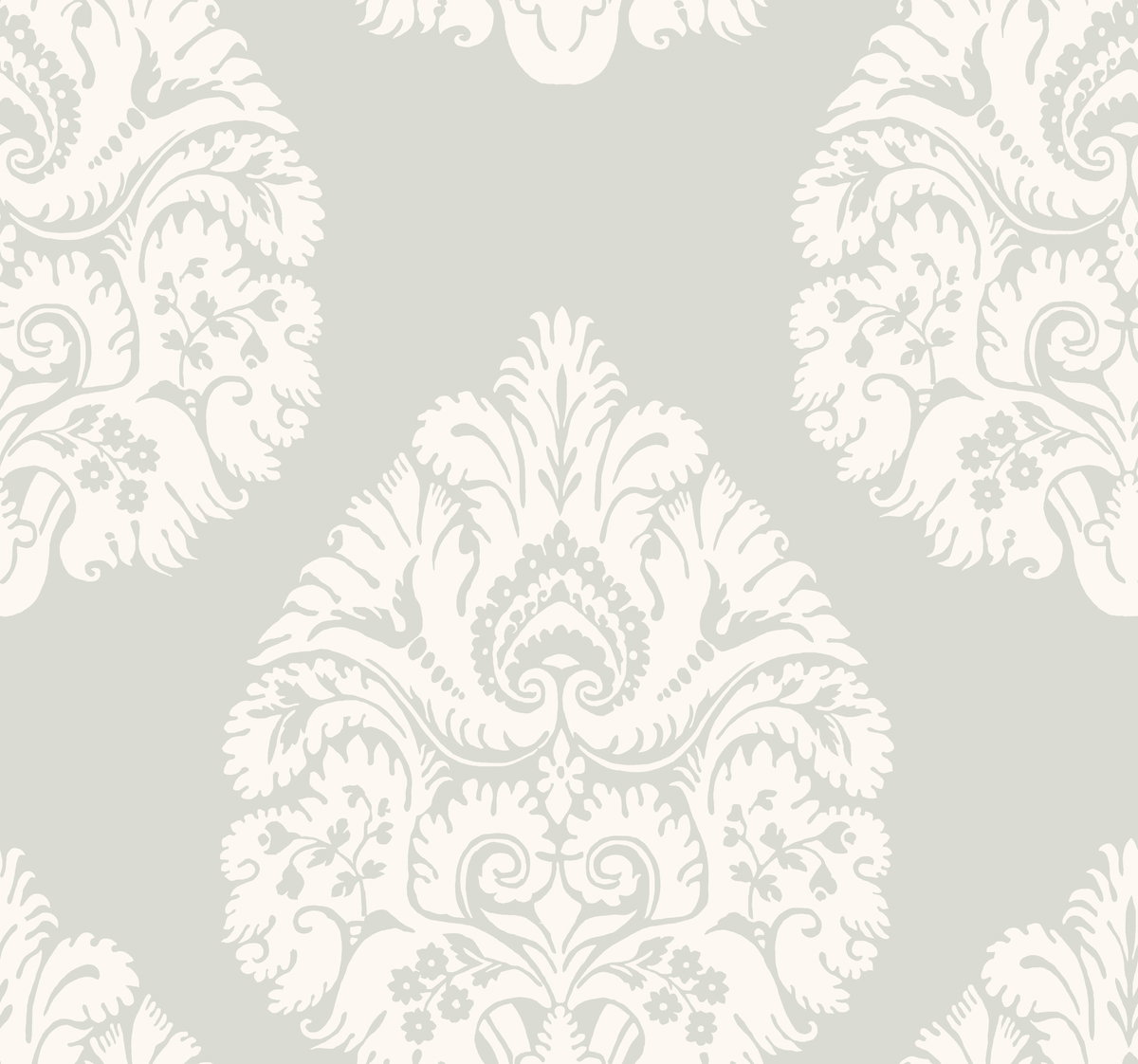 Teardrop Damask Light Grey Wallpaper, by York Wall, 27' length x 2'3" width x 0.02" depth