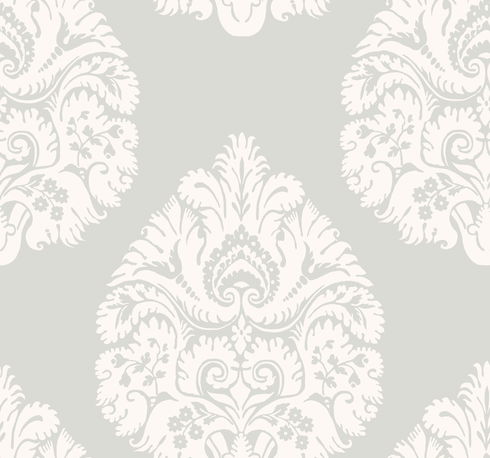 Teardrop Damask Light Grey Wallpaper