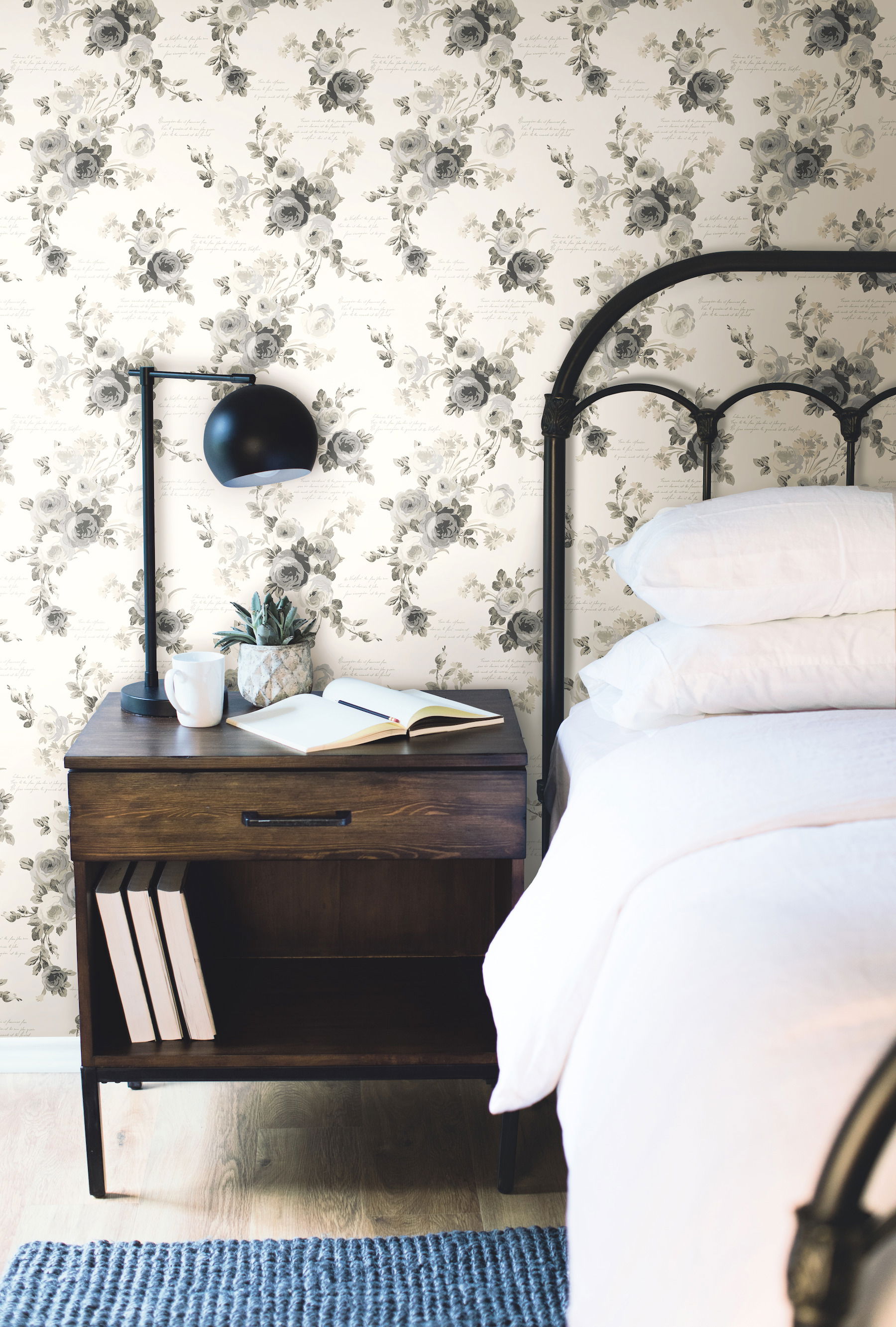 Magnolia Home Heirloom Rose Grey & White Peel & Stick Wallpaper large image 