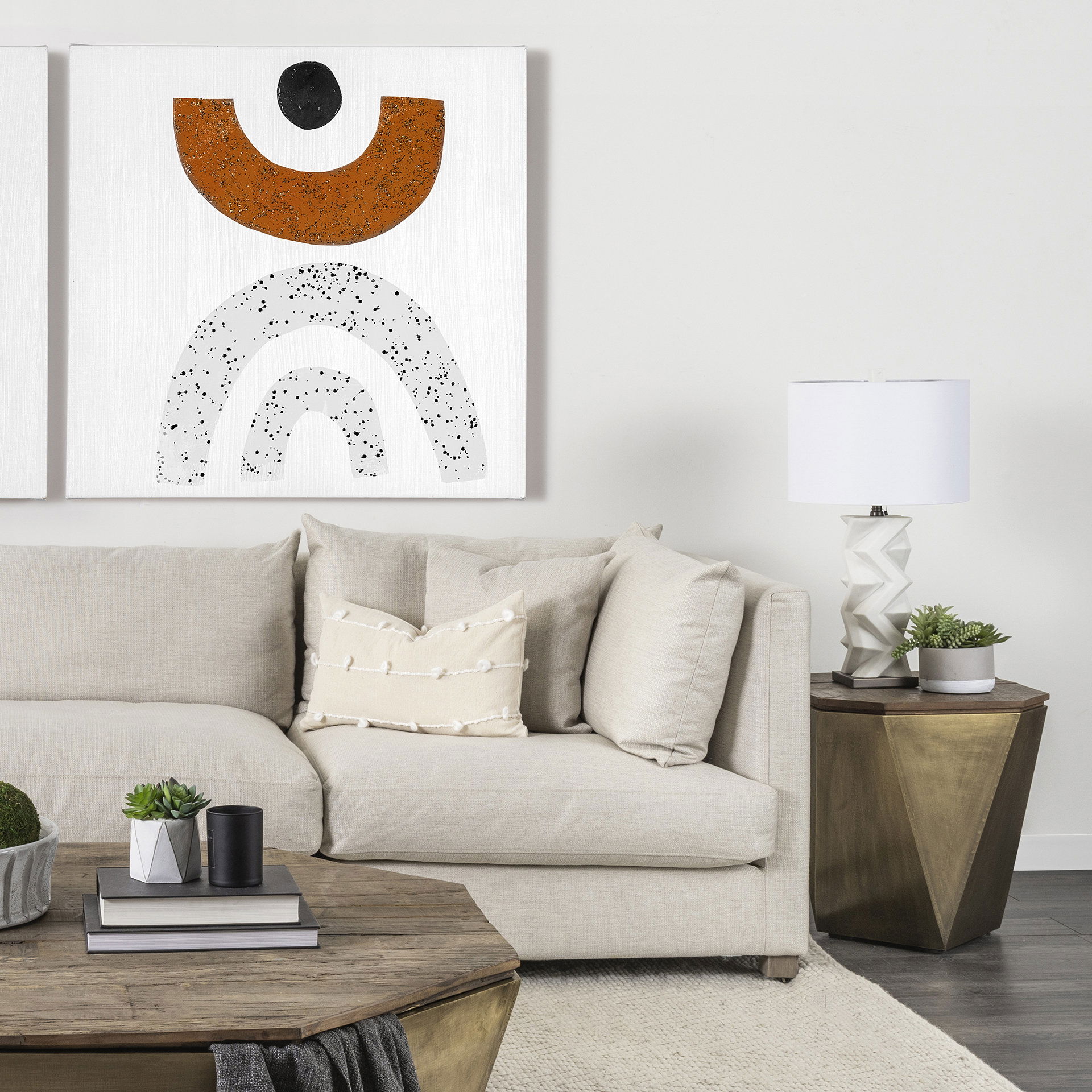 Esagono Octagonal Gold Metal-Clad Reclaimed Wood End/Side Table with Storage, Side & End Table by Mercana, 19" length x 19" width x 21" height View 3