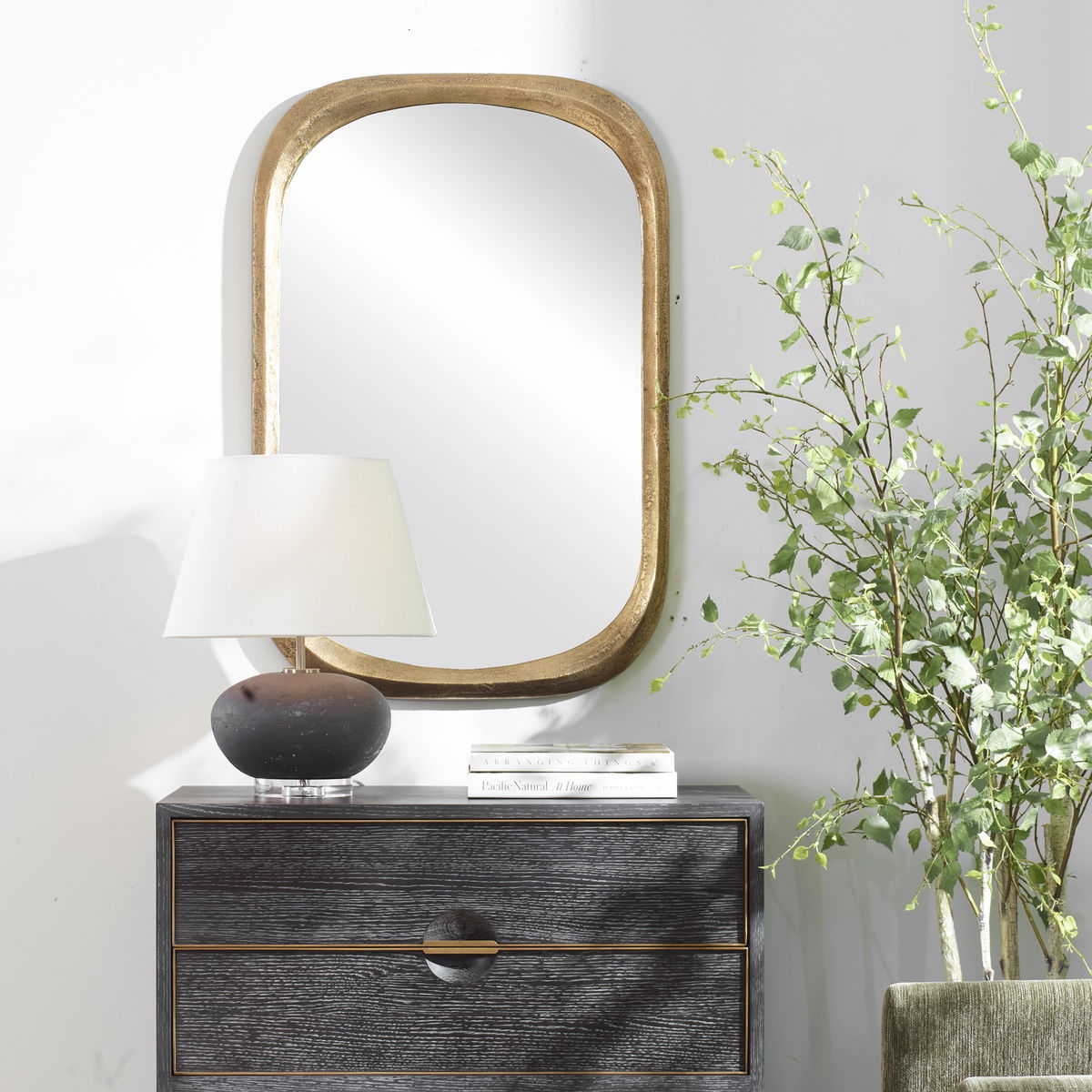 Malone Brass Mirror, by Uttermost, 24" width x 36.5" height x 1.25" depth View 2