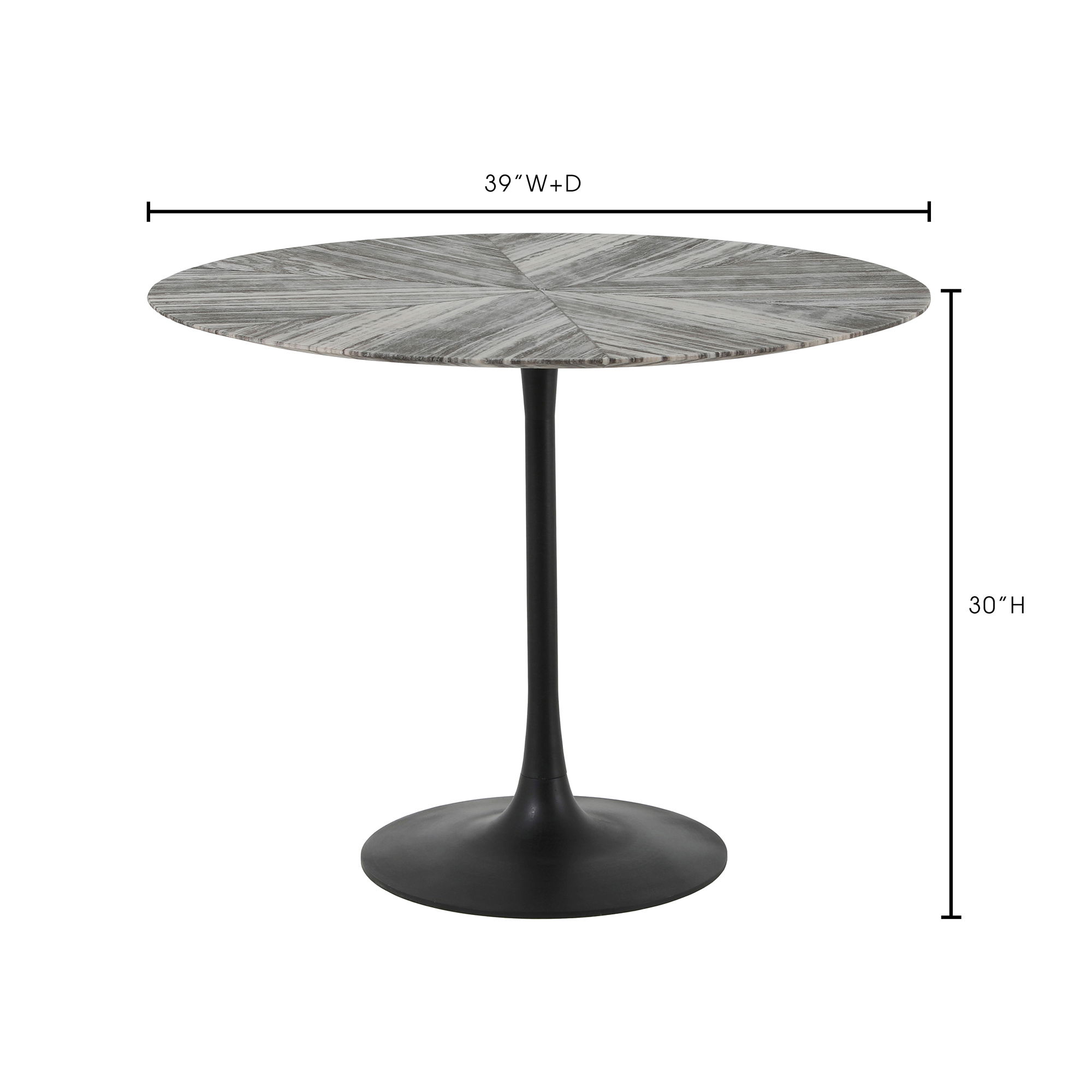 Nyles Marble Dining Table, by Moe's Home, 39" width x 30" height x 39" depth View 8