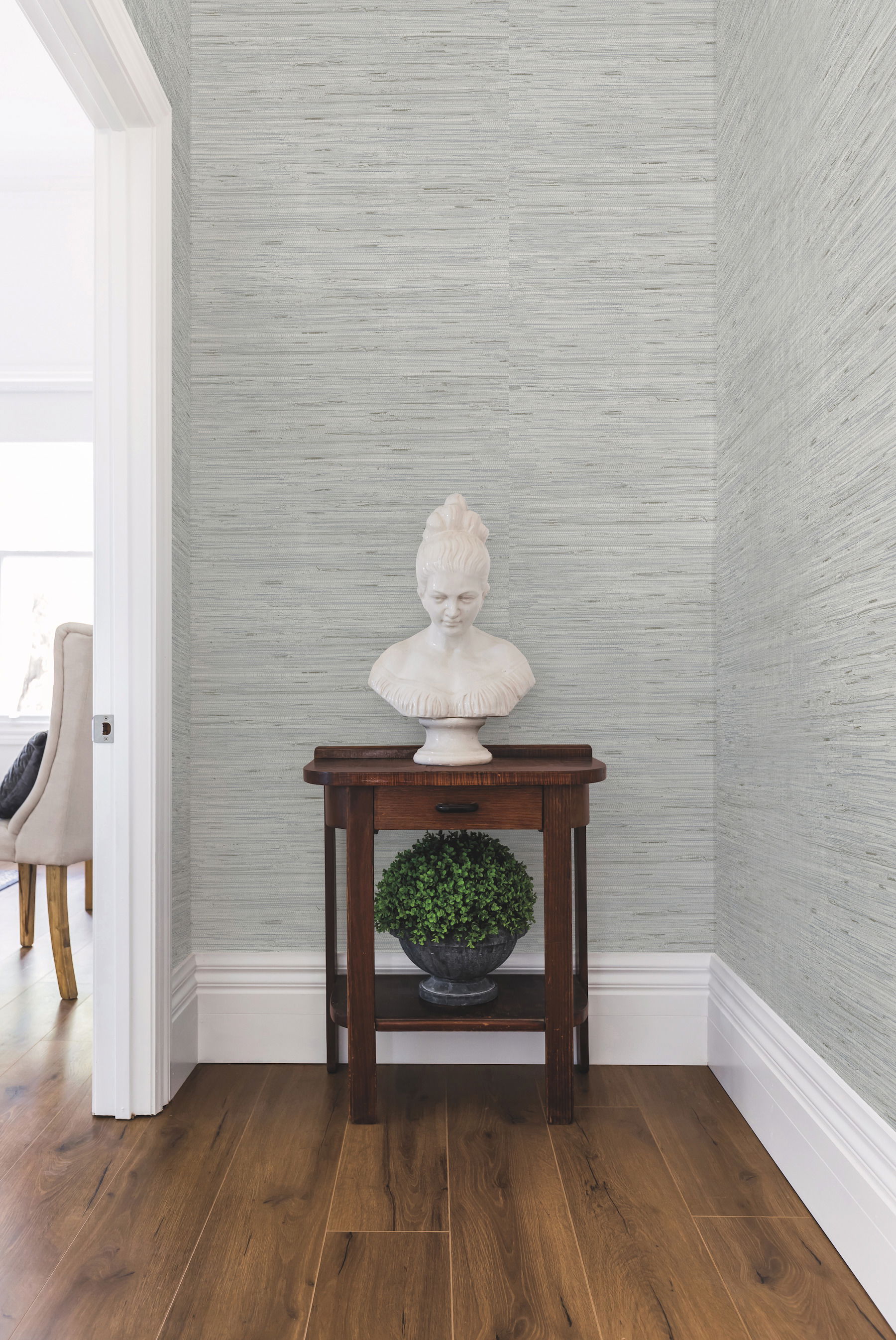 Lustrous Grasscloth Silver Wallpaper large image 