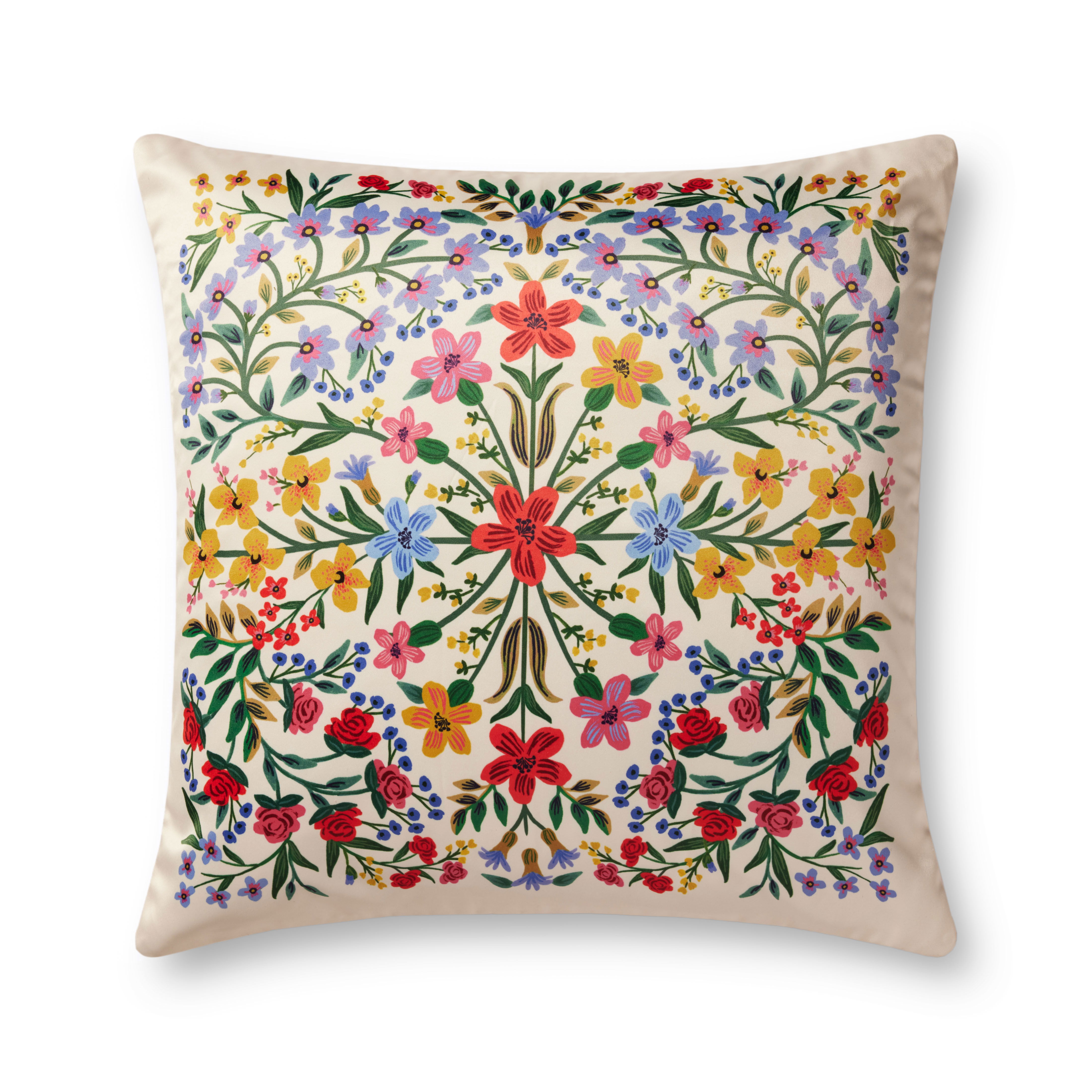 Rifle Paper Co. x Loloi Pillows Pillow, Decorative Pillow, 22" length x 22" width