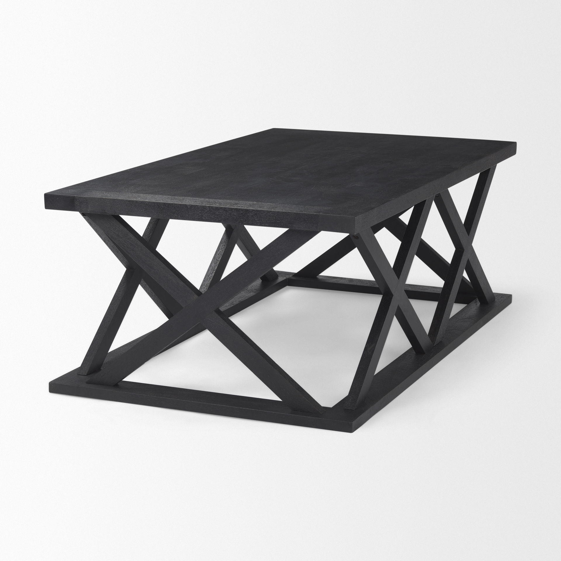 Forsey  Black Wood Rectangular Coffee Table large image 