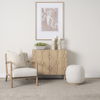 Siren Cream Fabric with Light Brown Wood Round Accent Stool thumbnail 3