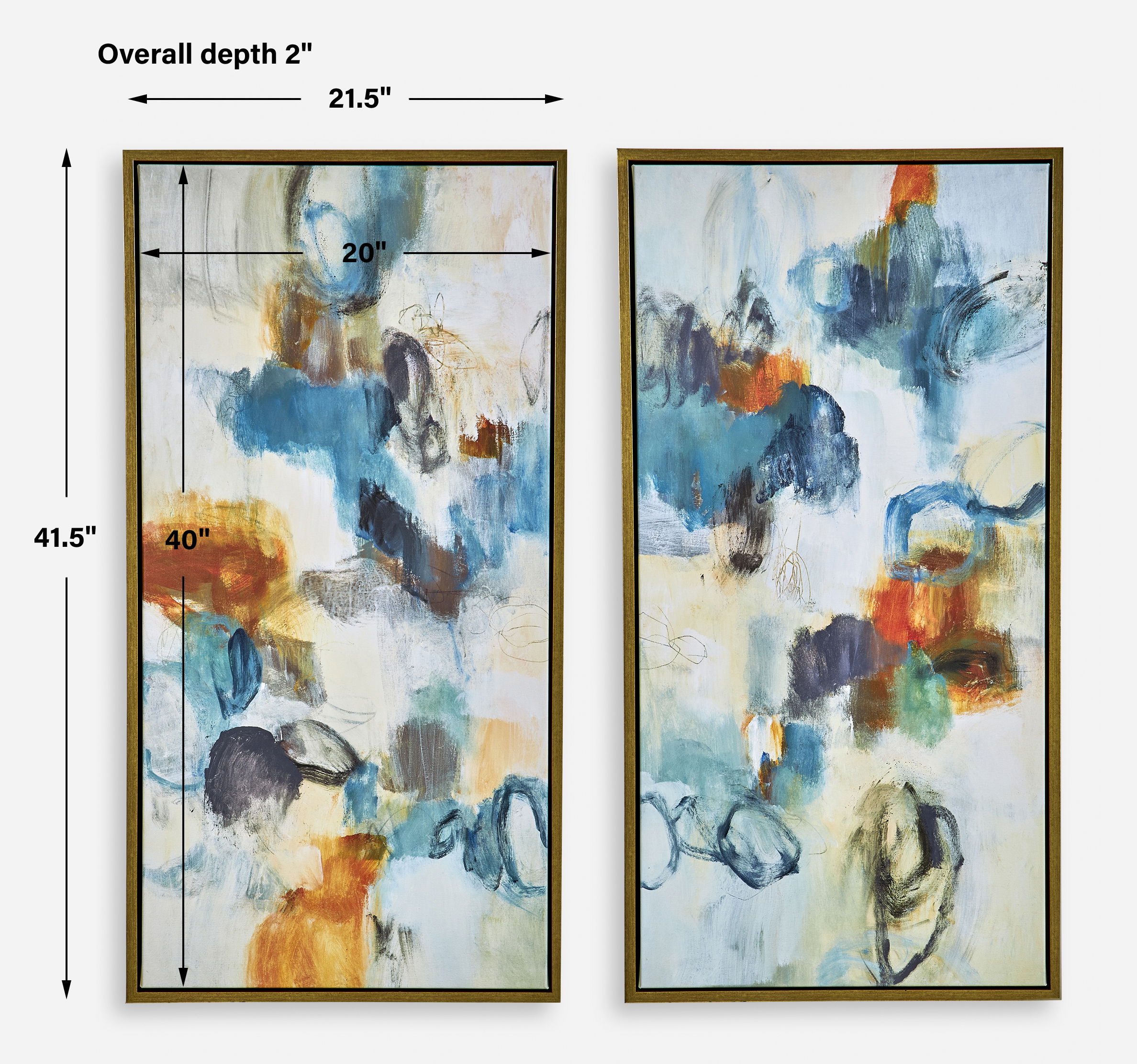 Casual Moments Framed Abstract Art Set/2, Painting by Uttermost, 21.5" width x 41.5" height x 2" depth View 3