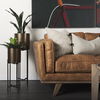 Brooks  Cognac Brown Faux Leather Three Seater Sofa with Medium Brown Wooden Legs thumbnail 3
