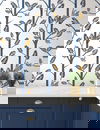 Aviary Branch Blue & Yellow Peel & Stick Wallpaper thumbnail 2