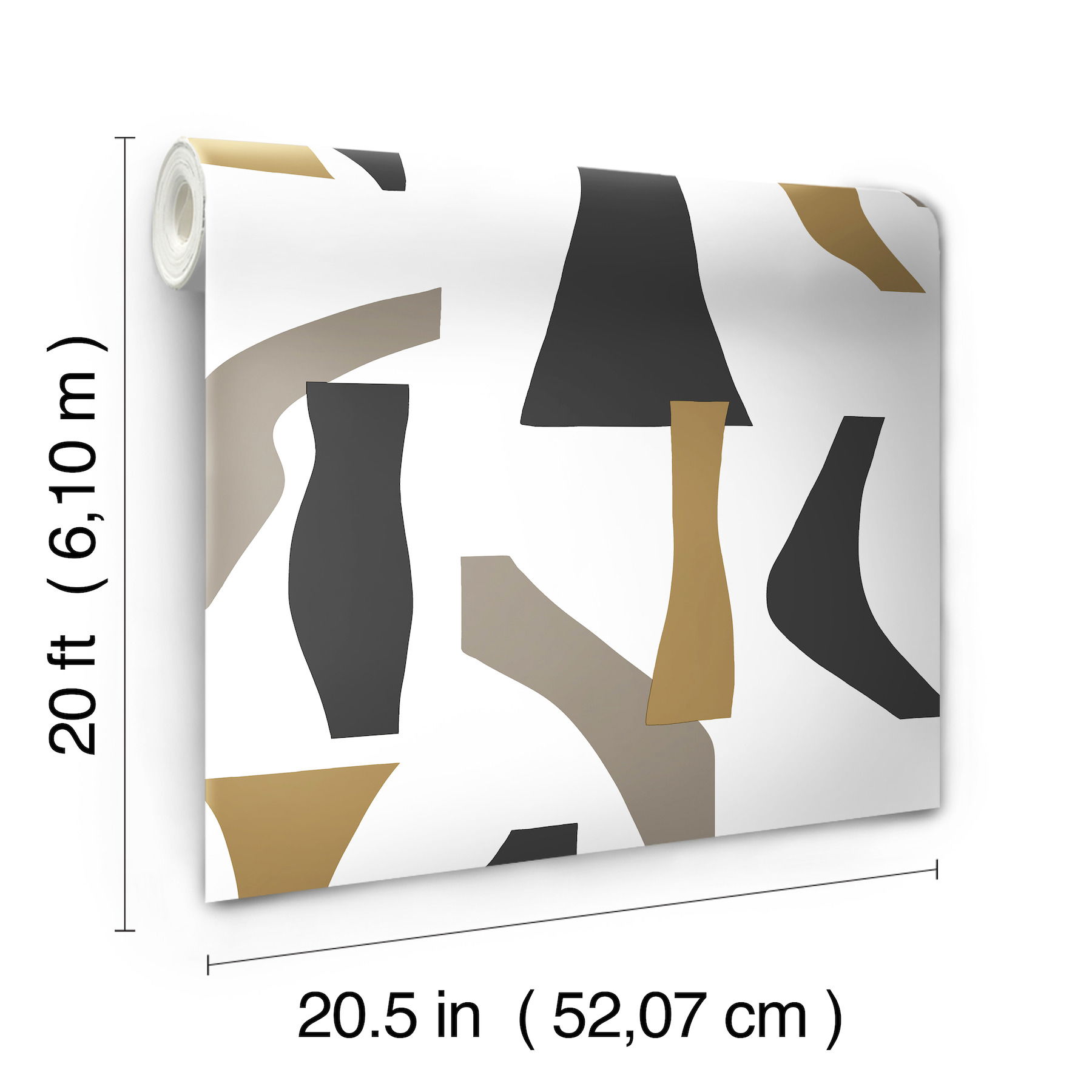 Modernist Black & Gold Peel & Stick Wallpaper, by York Wall, 20' length x 1'8.5" width x 0.02" depth View 5