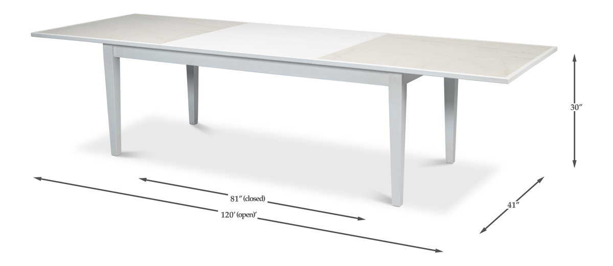 Elton Butterfly Dining Table White, by Sarreid, 3'5" length x 6'9" width x 2'6" height View 15