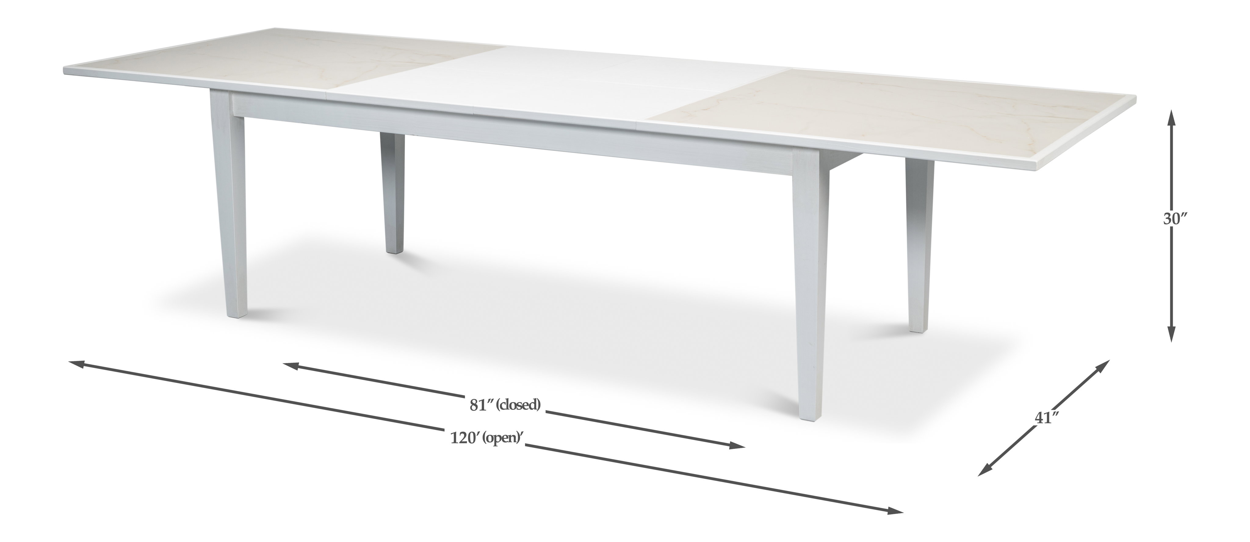 Elton Butterfly Dining Table,White, by Sarreid, 81" length x 41" width x 30" height View 15