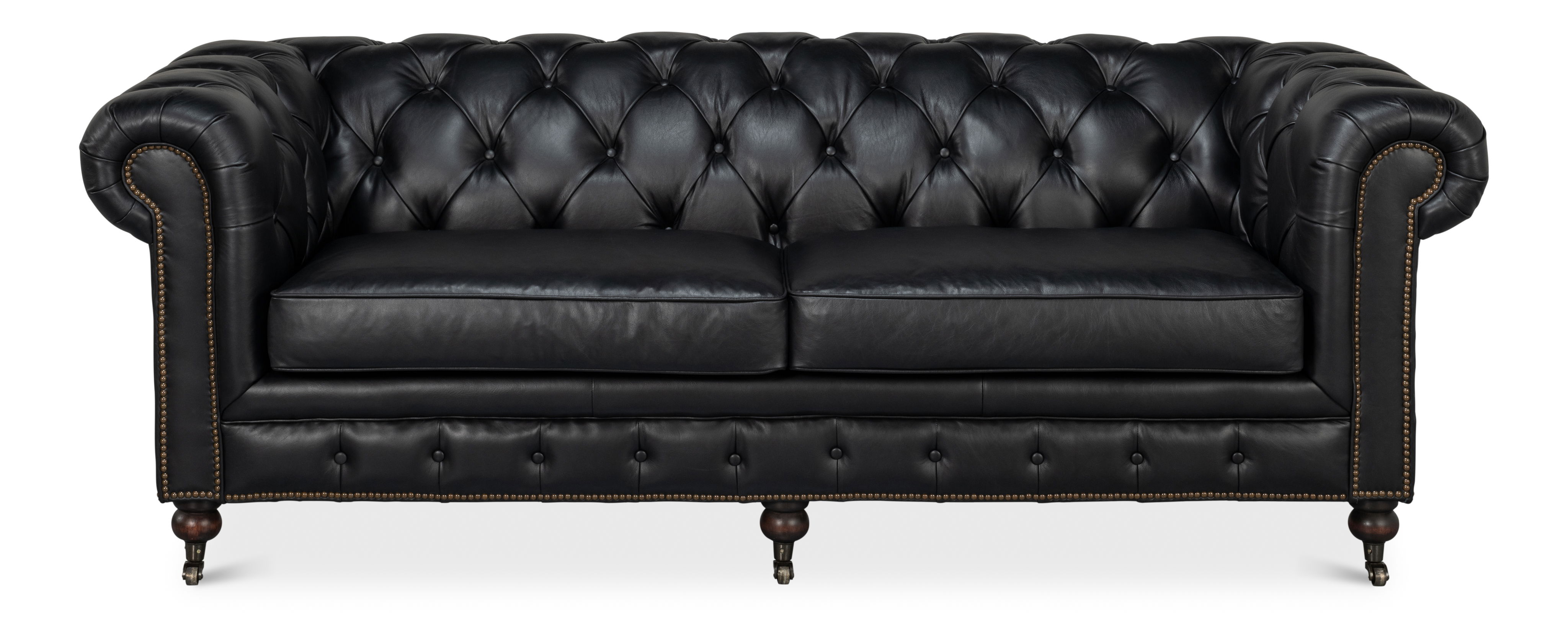 Castered Chesterfield Sofa,Onyx Black large image 