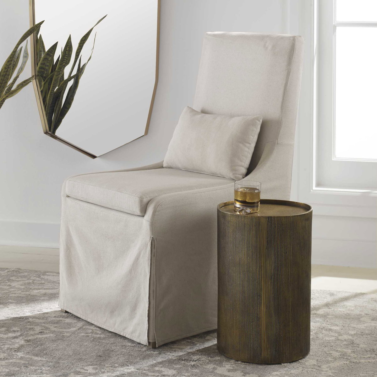 Adrina Drum Accent Table, Side & End Table by Uttermost, 12" width x 18" height x 12" depth View 4