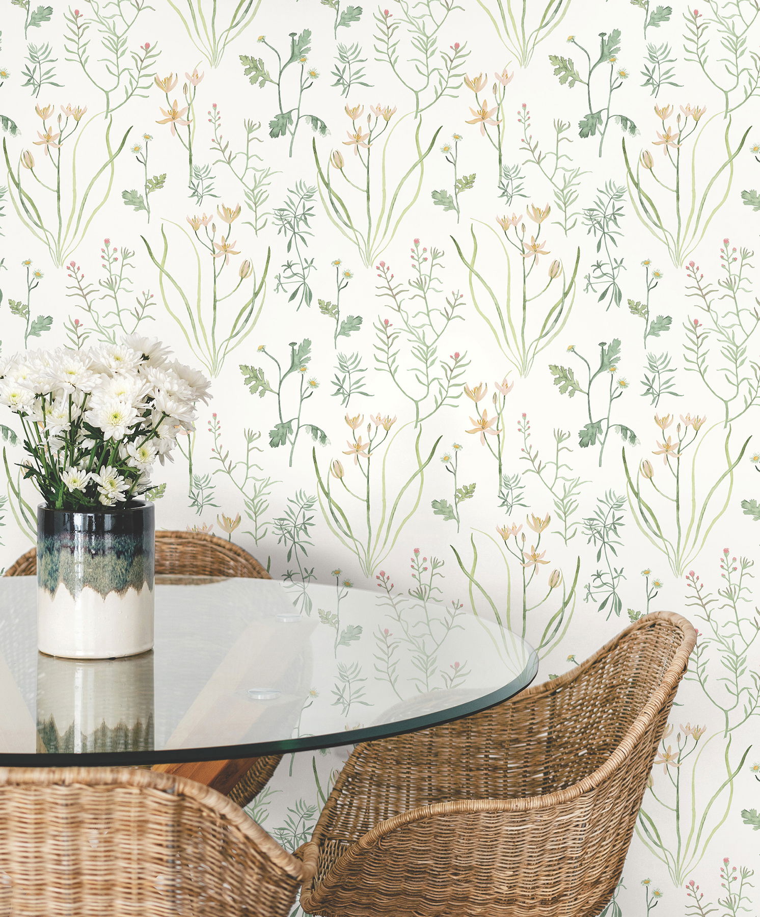 Alpine Botanical Peach Peel & Stick Wallpaper large image 
