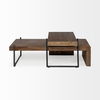 Maddox Set of 2 Brown Solid Wood Top Black Metal Base Nesting Coffee Tables thumbnail 4