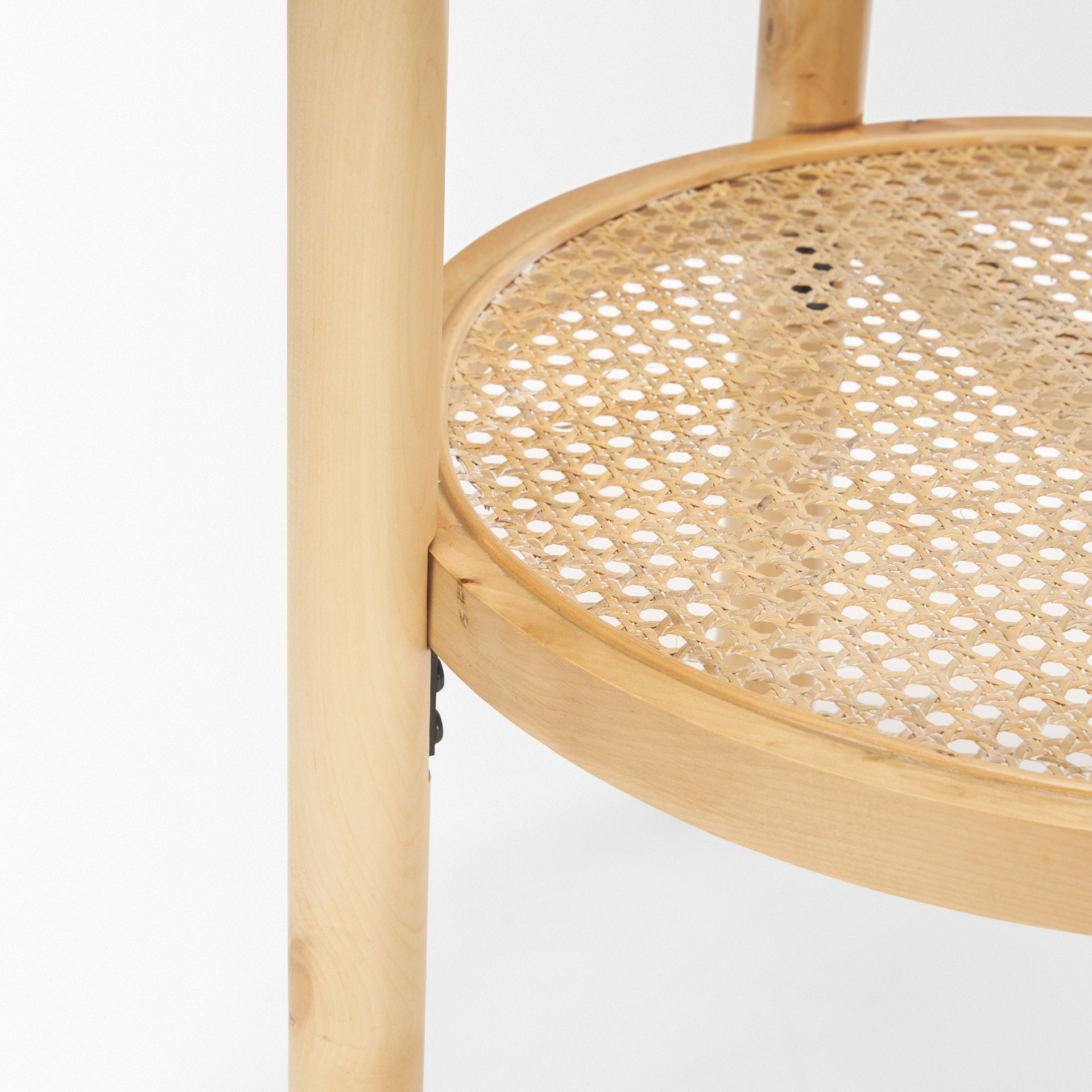 Weslyn Solid Light Brown Wood and Glass Top with Cane Side Table, Side & End Table by Mercana, 21.5" length x 21.5" width x 24" height View 8