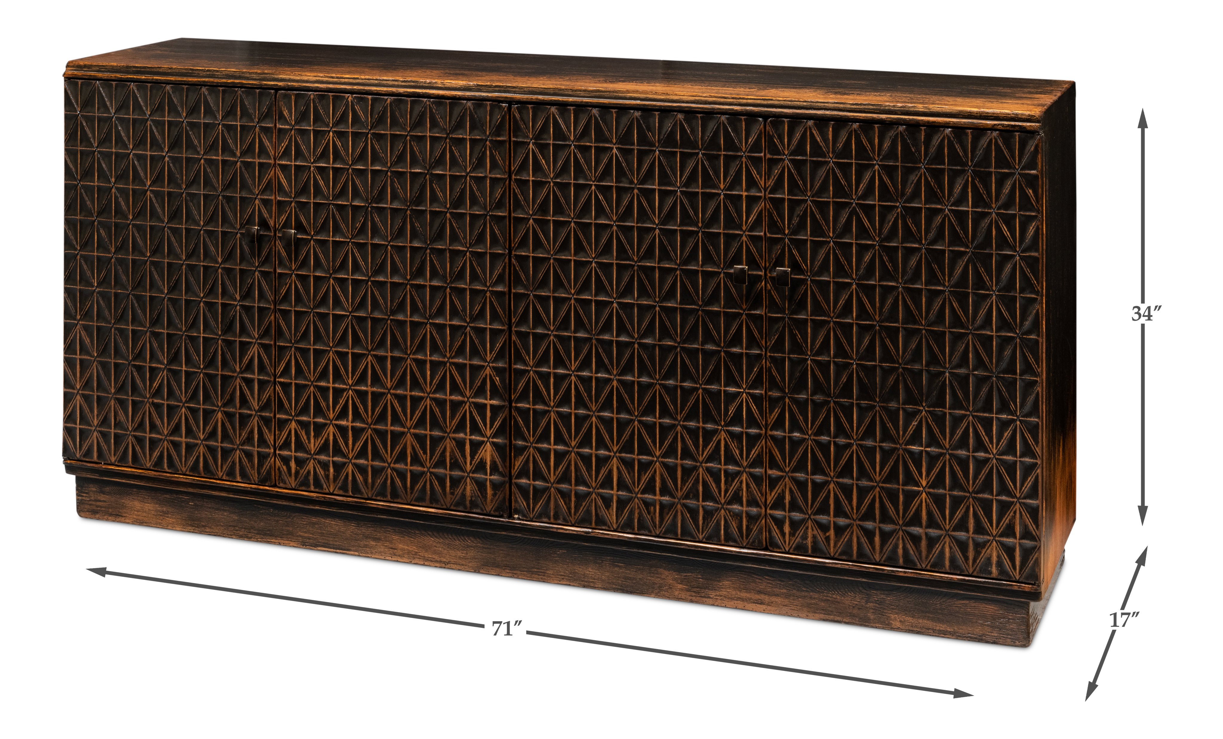 Scrubboard Front Sideboard, Ebony, Cabinets & Sideboard by Sarreid, 71" length x 17" width x 34" height View 15