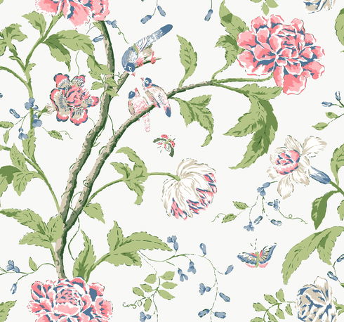 Teahouse Floral White & Blush Wallpaper