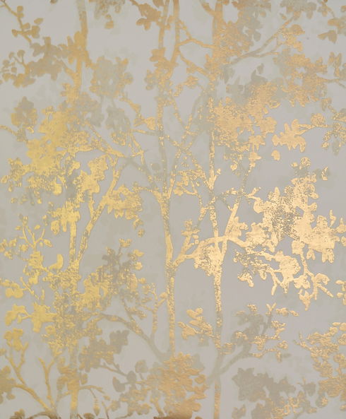 Shimmering Foliage Almond & Gold Wallpaper